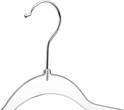 DEILSY™ Clear Hangers 50 Pack with Silver Hook - Non Velvet Slim Hangers - Durable Hanger Space Saver for Closet Organization, Shirts, Dresses, Jackets, Pants, Adult Clothes Storage Solution