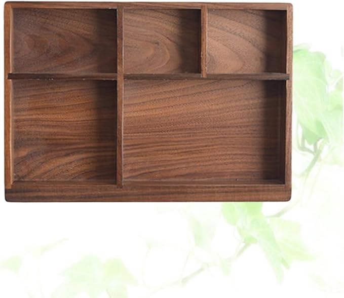 Walnut Flatware Storage Box 9.44X6.61X0.98 Inch Solid Wood Cutlery Drawer Organizer Tray for Kitchen Utensil and Desktop Storage