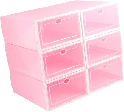 Hohopeti 6pcs Thicken Shoe Boxes Stackable Storage Boxes for Shoes Closet Organizers Kitchens Offices
