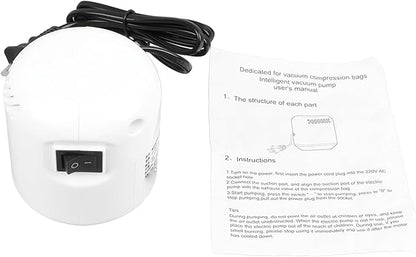 Powerful White Electric Storage Bag Pump for Efficient and Easy Compression of Vacuum Bags