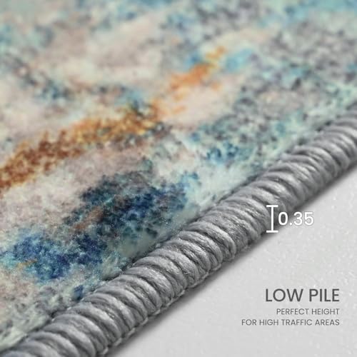 Entryway Rug 3x5 Blue Bedroom Area Rug Washable Non Slip Abstract Boho Rugs for Indoor Entry, Kitchen, Classroom, Bathroom, Kids Girls Room, Office, College Dorm Small Carpet - Image 6