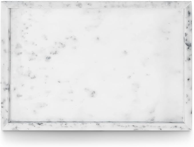 Yew & Tulip Natural Marble Vanity Tray, Nature White Marble with Spots Serving Tray for Bathroom, Kitchen, Vanity, Home Decor, Wedding etc. (12" x 8" x 1.2")