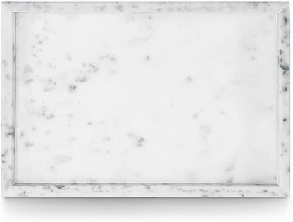 Yew & Tulip Natural Marble Vanity Tray, Nature White Marble with Spots Serving Tray for Bathroom, Kitchen, Vanity, Home Decor, Wedding etc. (12" x 8" x 1.2")