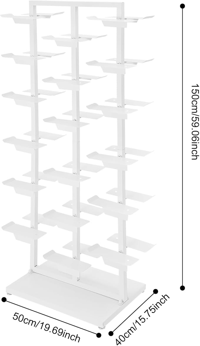 Commercial Clothing Store Shoe Rack, Large Free Standing Shoe Organizer Display Shelf, Retail Boutique Sneaker Basketball Shoes Storage Stand Holds 18 Pairs for Home Store Entryway (White)