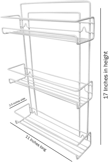 Evelots 2 Pack 3-Tier Spice Rack-Door/Wall Mounted-Sturdy Coated Metal-Up to 36 Bottles