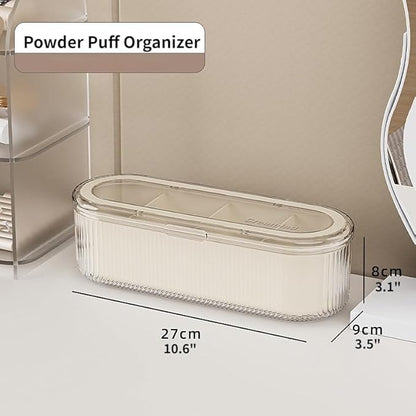 Clear Acrylic Makeup Brush Holder Organizer With Lid - Cosmetic Storage Case Display for Vanity and Sponges