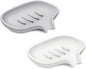 SUBEKYU Silicone Soap Dish for Bathroom,Bar Soap Holder for Shower with Draining Tray, Waterfall Soap Tray for Kitchen Sink, Set of 2 (White + Gray(Style 1))