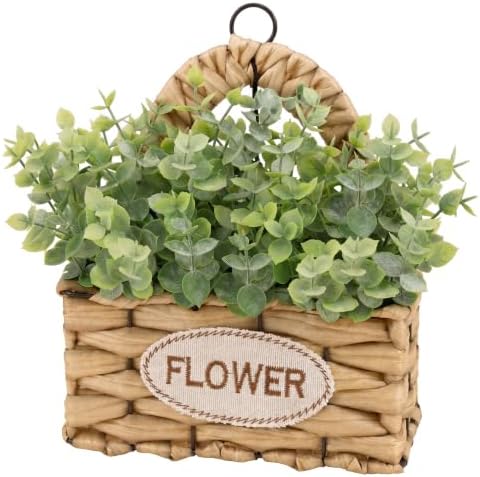 Gresorth 8.8 Inch Fake Eucalyptus Plants in Woven Basket Artificial Eucalyptus Leaves Stems Plant Faux Potted Plant Frosted Green Decor Windowsill Shelf - 1 Pc by Gresorth