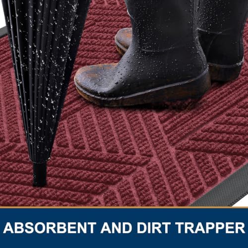 Smiry Front Door Mat Outside Entrance, Low Profile Rubber Doormat, 47x23 - Image 3