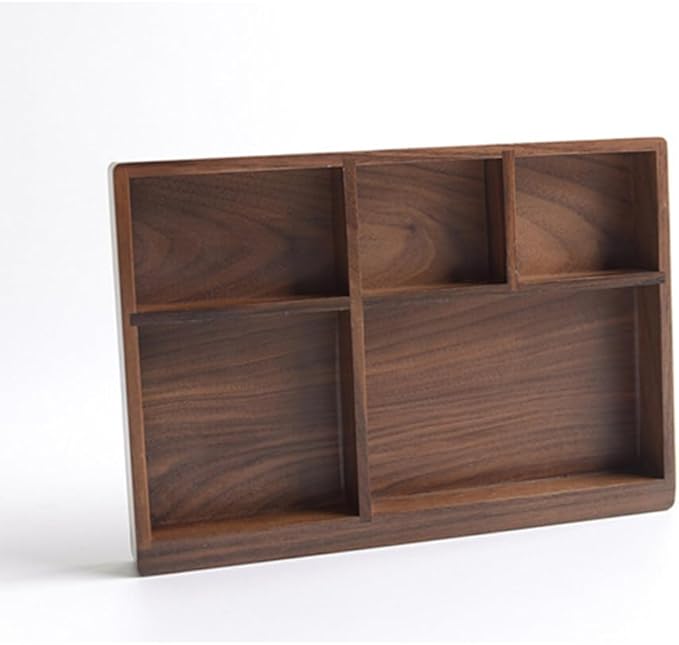 Walnut Flatware Storage Box 9.44X6.61X0.98 Inch Solid Wood Cutlery Drawer Organizer Tray for Kitchen Utensil and Desktop Storage