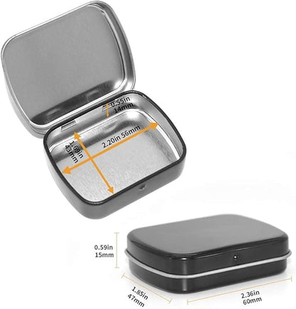 Gere 9 Pack Metal Rectangular Hinged Tin Boxes with Lid,2.4x1.8x0.6 Inch, Containers Portable Box for Small Storage Kit Home Organizer,Black,White,Silver Model 604715