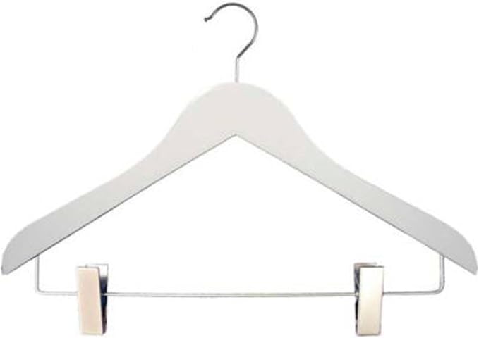 NAHANCO Executive Collection, Wooden Suit Hanger with Clips, 17 ½” White (Pack of 50)