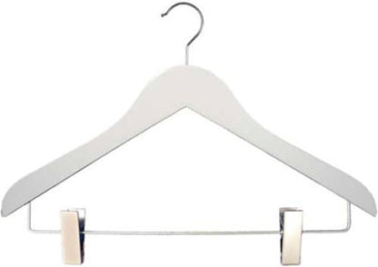 NAHANCO Executive Collection, Wooden Suit Hanger with Clips, 17 ½” White (Pack of 50)