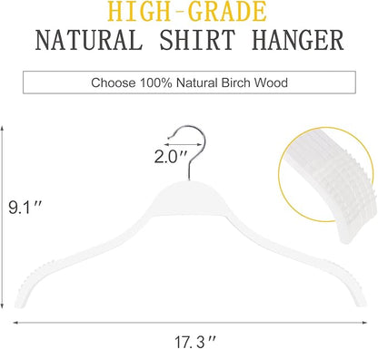 TOPIA HANGER Slim Wooden Hangers with Extra Soft Non-Slip Rubber Grips, 10-Pack High-Grade Fashion Hanger No Shoulder Bump for Sweater, Camisole, Jacket, Dress, Coat -CT15W