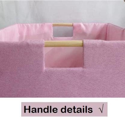 Storage Bin for Shelves Rectangle Closet Baskets Foldable Box with Handles Pink Shelf Baskets Toy Boxes for Home Office Car Dormroom