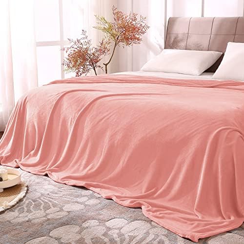 BEDELITE Fleece Blanket Soft Plush Queen Size Bed Blanket Pink 90"x90" by BEDELITE