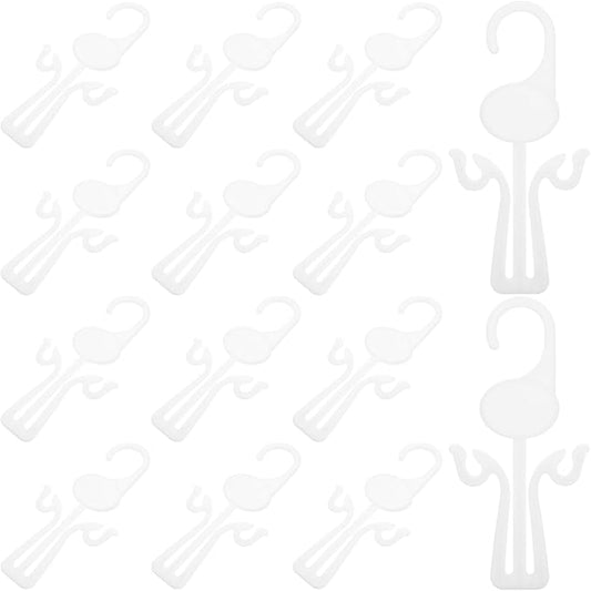 Housoutil 30pcs Plastic Shoe Display Hooks Hanging Shoe Organizers Slippers Drying Rack for Closet Storage White Hangers for Home and Travel