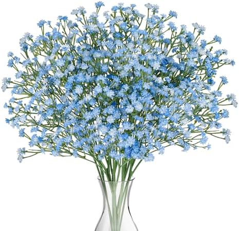 N&T NIETING 10Pcs Babys Breath Artificial Flowers Bulk Faux Flowers, Blue by NTNIETING