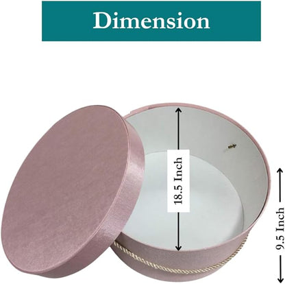 Sarah's Hat Boxes Classic Pink Hat Box – 18.5" x 9.5" (Dia. x Ht.) Handmade in USA – Odorless Non-Toxic Adhesive, Cording Handle – Premium Storage for Hats & Accessories