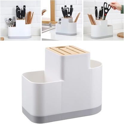Cutlery Drainer with Knife Slot Utensil Drying Rack Kitchen Storage Silverware Organizer