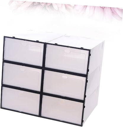 6pcs Shoe Storage Boxes Plastic Shoe Containers Closet Organizer Sturdy Folding Racks