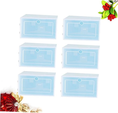 6PCS Stackable Shoe Storage Box Thickened Plastic Shoe Container Size L Blue for Organizing Sneakers High Tops and Casual Footwear in Closet or Underbed