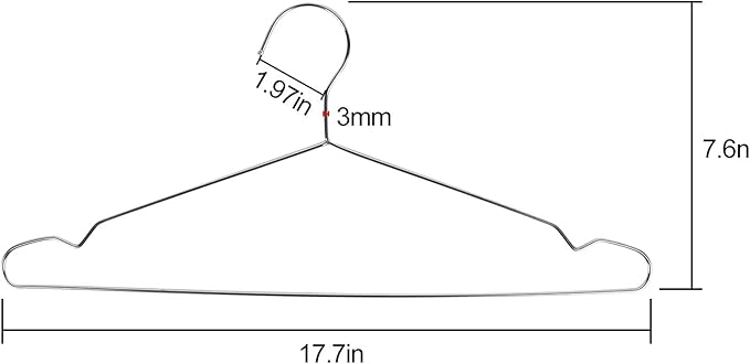 KINJOEK 50 Pack Wire Hangers for Clothes,17.7”Stainless Steel Wire Clothes Hanger 3MM Thick Coat Closet Hangers for Dry and Wet Clothes, Underwear and Trousers