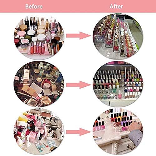 3 Tiers 2PCS Clear Acrylic Nail Polish Holder Essential Oils Stand Lipstick Makeup Desktop Organizer Candy Storage Retail Store Display Brochure Space Saver Agentia Container Exhibition Sample Show