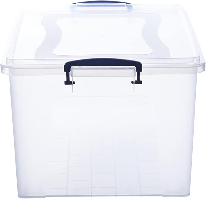 Superio Storage Bins with Lids, Clear Plastic Containers for Organizing, Stackable Totes, BPA Free, Odor Free, Organizer Boxes for Home, and Dorm (4 Pack, 28.5 Qt)