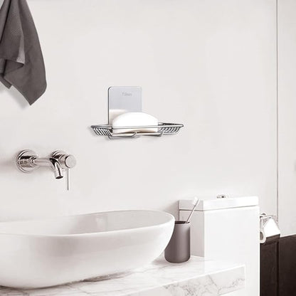 Self Adhesive Bar Soap Dish for Shower, Bathroom Soap Holder Wall Mount – Stainless Steel, Silver