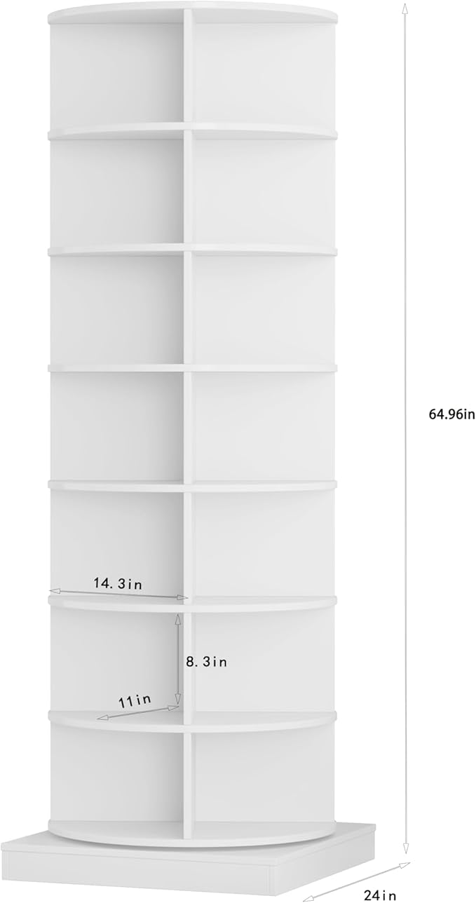 HomVent Rotating Shoe Rack, 7-Tier Spinning Shoe Rack Tower, Free Standing 360° Revolving Shoe Organizer Shoe Storage Shelf Can Hold Over 28 Pairs Shoes for Entryway Living Room