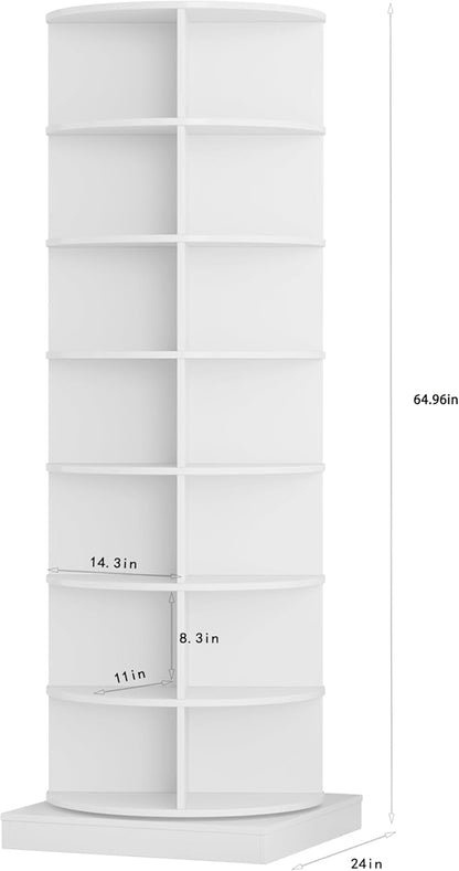7-Tier Rotating Shoe Rack Tower, 360 Spinning Shoe Rack, Modern Free Standing Spinning Shoe Organizer, Rotating Lazy Susan Shoe Racks for Entryway Doorway, Holds Up to 28 Pairs of Shoes(White)