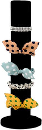 GSHLLO Vertical Tower Hair Tie Scrunchie Organizer Holder Bracelet Display Stand Holder Rack Black Velet