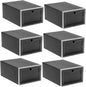 ULTECHNOVO 6pcs Stackable Flip Shoe Boxes Closet Shoe Organizer Storage Containers for Organizing Black