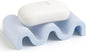 Diatomite Soap Dish Quick Drying Bar Soap Holder Draining Soap Saver Rack Wave Pattern Sponge Tray for Bathroom Sink, Shower, Kitchen, Blue