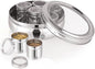 MARU 7 In 1 Stainless Steel Belly Shape Masala Box, Masala Dabba For Kitchen, Spice Box, Masala Dani With See Through Lid 7 Containers And 3 Spoons (Size 11, 18.5Cm) Silver