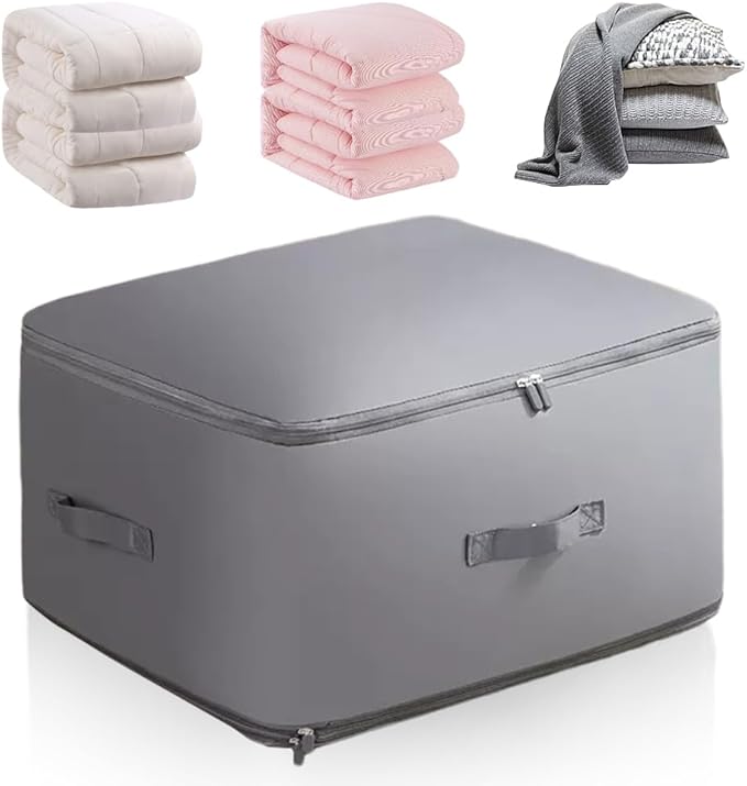 Ultra Space Saving Self Compression Organizer, 2024 New Propositiony Ultra Space Saving Self Compression, Storage Tote for Space Saving Compression Moving Organizer Bags for Blankets (Grey, X-Large)