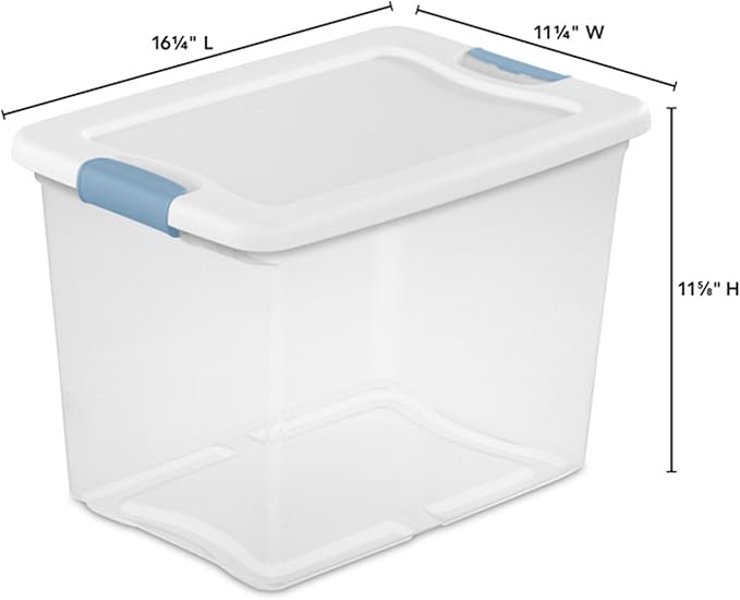 Sterilite 12 Pack 15-Quart & 6 Pack 25-Quart Storage Bins, Stackable Clear Plastic Totes w/ Latch Lids