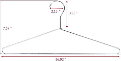 120 Quality 17-Inch Heavy-Duty Stainless Steel Clothes Hangers – 120 Pack – 4mm Thick Wire, Rust-Proof Polished Chrome, Bulk Slim Metal Hangers for Home, Retail & Storage