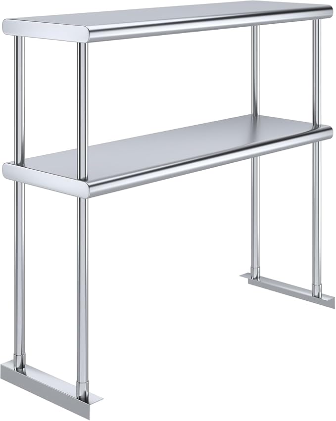36" x12" NSF Stainless Steel Double Overshelf | 18-Gauge Heavy-Duty | Includes Brackets