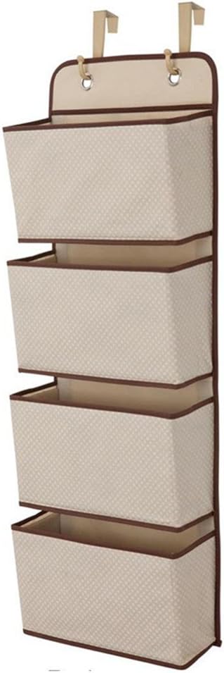 4 Pockets Wall Mount Over The Door Closet Storage Organizer Durable Non-Woven Fabric Hanging Bag for Toys Towels Bottles Sunglasses Cosmetics Magazines