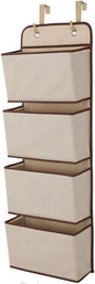 4 Pockets Wall Mount Over The Door Closet Storage Organizer Durable Non-Woven Fabric Hanging Bag for Toys Towels Bottles Sunglasses Cosmetics Magazines