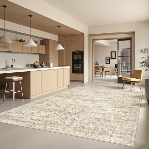 5x7 Area Rugs for Living Room,Large Washable Rug,Beige - Image 3