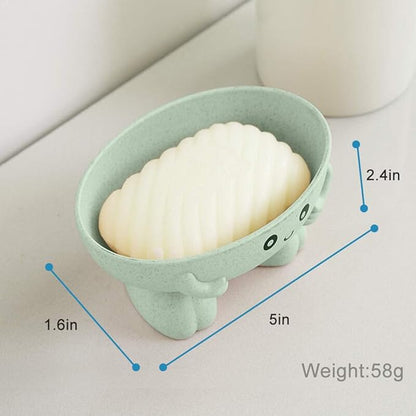 Soap Holder, Cute Soap Dish, Creative Lovely Bar Soap Tray Counter for Shower Bathroom Kitchen Countertop - Green