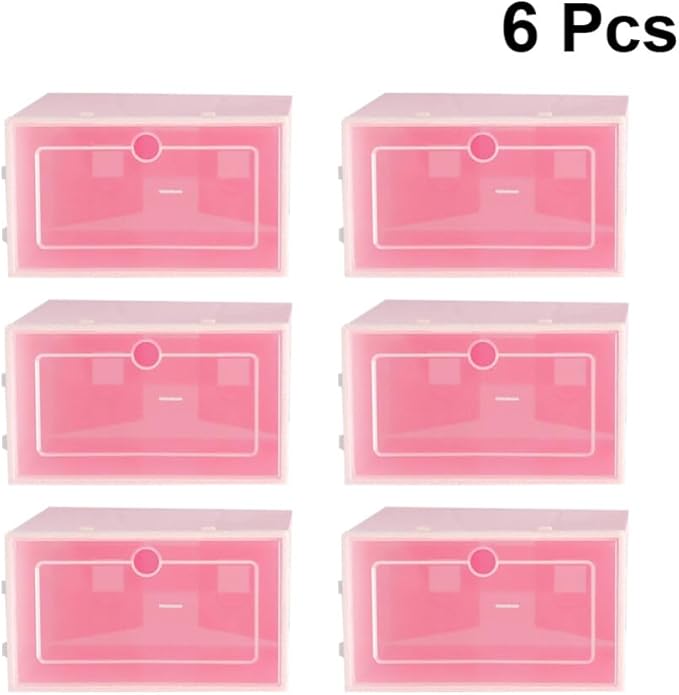 Cabilock 6 Pack Stackable Shoe Boxes Large Size Storage Bin Clear Lid Closet Organizer