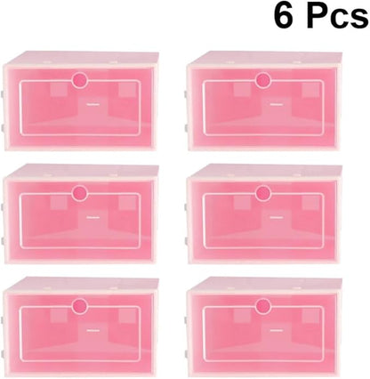 Cabilock 6 Pack Stackable Shoe Boxes Large Size Storage Bin Clear Lid Closet Organizer