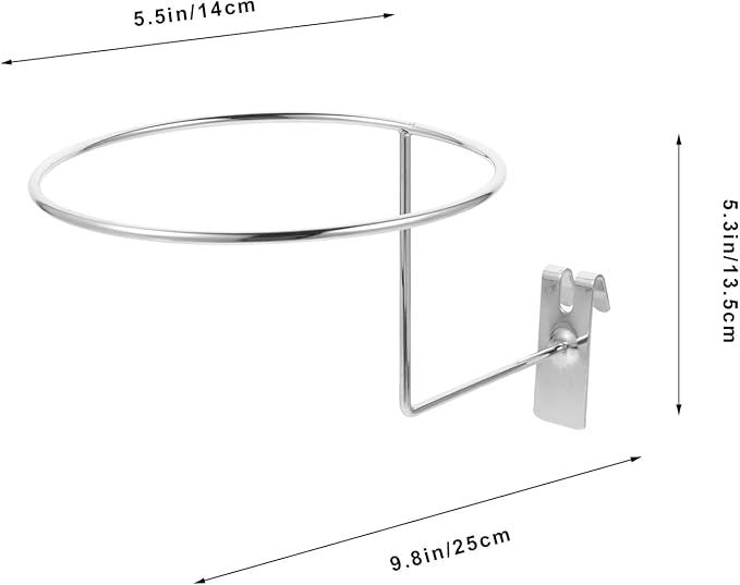 PRETYZOOM Hat Rack for Grid Wall Panels Metal Ball Display Holder Organizer for Basketball Football Rugby Caps 9.84X5.51X10.62In Space-Saving Wall Mount Storage for Home Shop