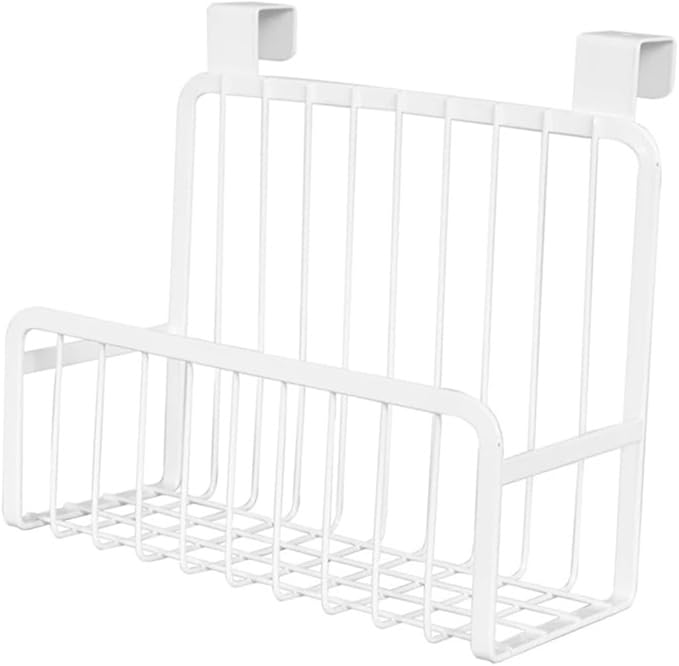 OUNONA Over the Cabinet Door Basket Nail Kitchen Hanging Storage Rack Space Saving Organizer for Condiments Ventilated Design Fits Cabinet Doors Up to Thick