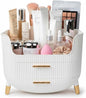 HALAFE Makeup Organizer with Drawers, Skincare Storage Box for Vanity, Multiple Compartments, Portable Cosmetic Display Case with Handle, Large Make up Organizers for Dresser, Bathroom, Bedroom, White