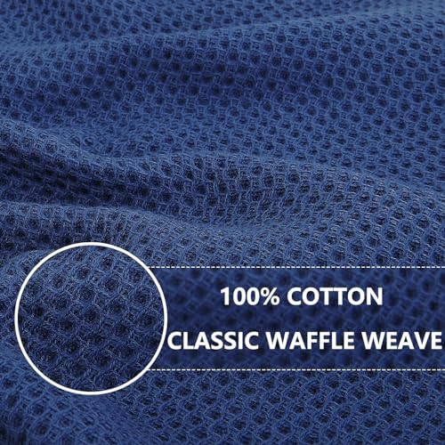 Homaxy 100% Cotton Waffle Weave Kitchen Dish Cloths 12-Pack, Navy Blue - Image 2